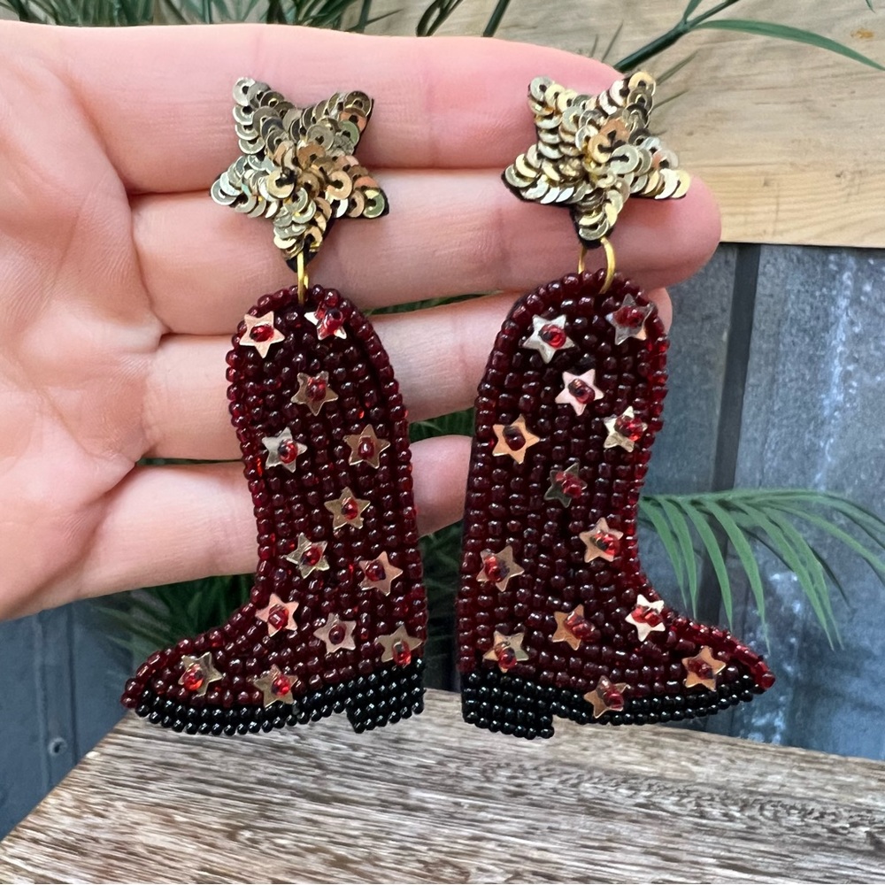 Beaded boot earrings